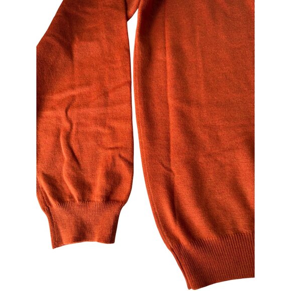Brooks Brothers XL Mens V-Neck Sweater Burnt Orange Italian Wool Blend - Picture 4 of 7